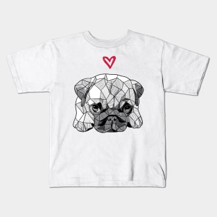 Sketchy Geometric Baby Pug Puppy Kids T-Shirt